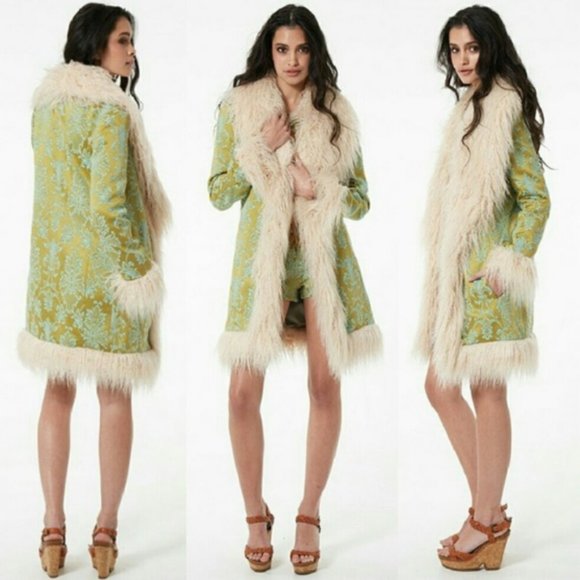 Brocade Anastasia Brocade Faux Fur Jacket Coat M/L - Picture 7 of 7